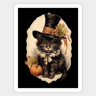 Vintage Halloween Cute Black Kitten Magnet